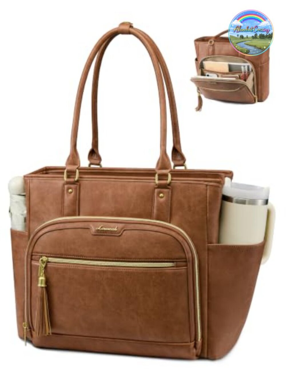 Vegan Leather Laptop Tote Bag for Women Work Teacher Nurse Purse 17 Inch
